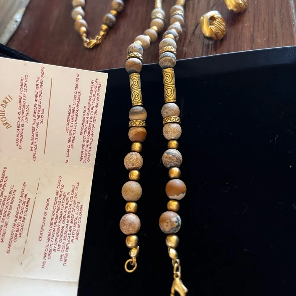 Arque Arte, 24k gold jewelry set; necklace, earrings and bracelet. Exquisite! - Picture 4 of 13